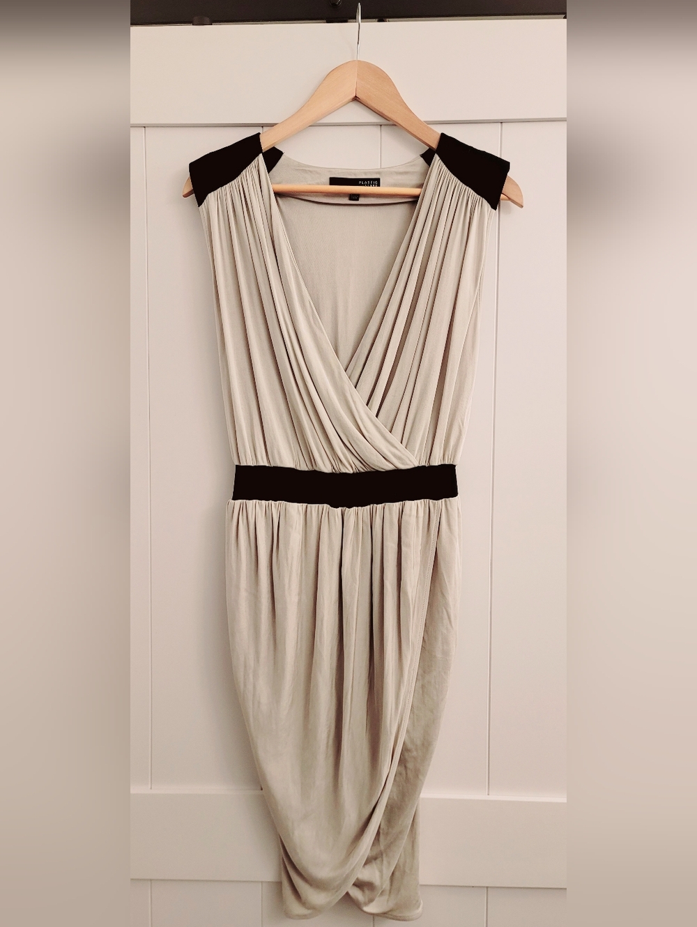 Plastic Island Light Gray Mini Dress with Black Accents Size S